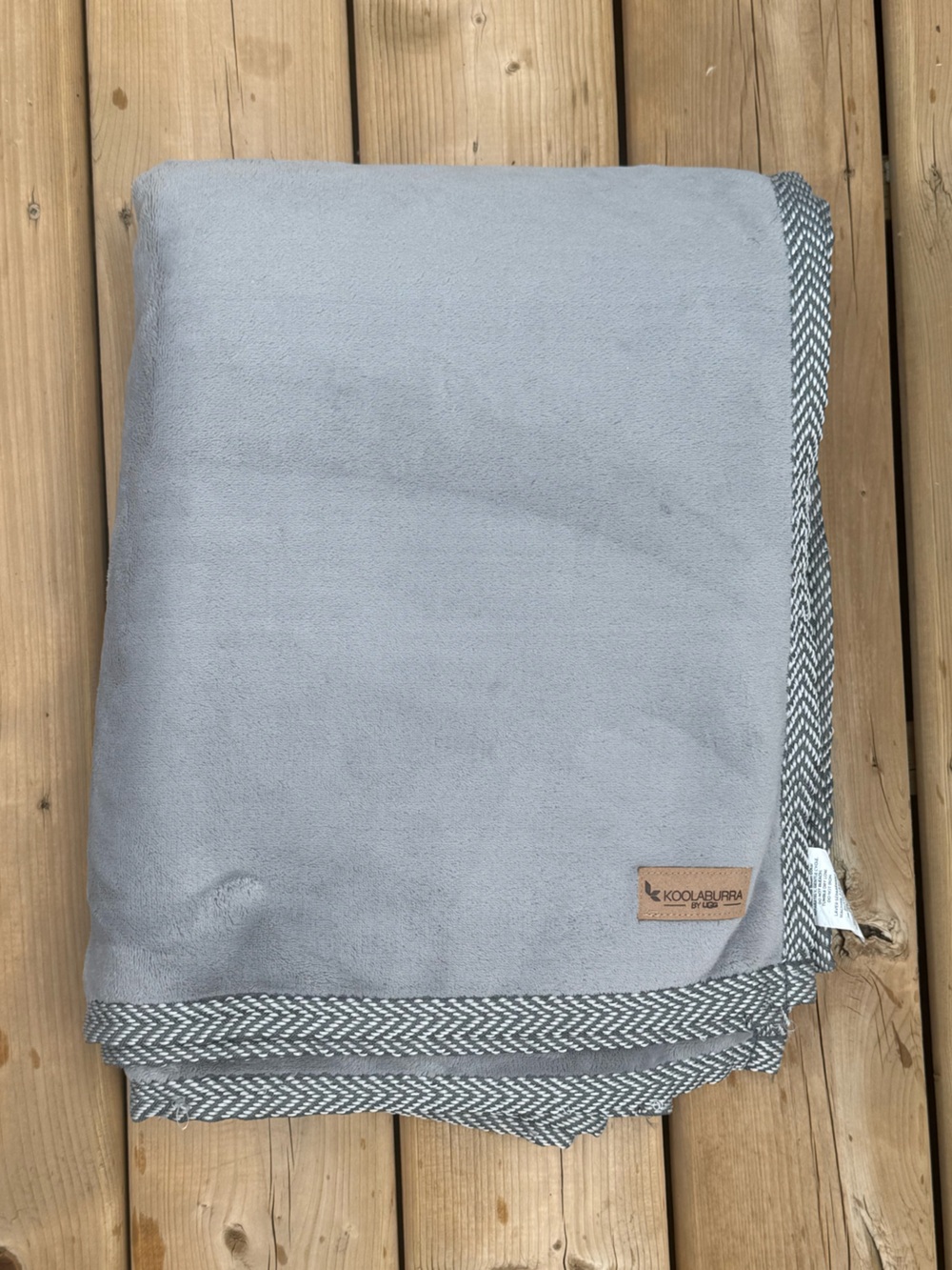 Koolaburra by UGG Gray Plush Throw with Herringbone Trim
